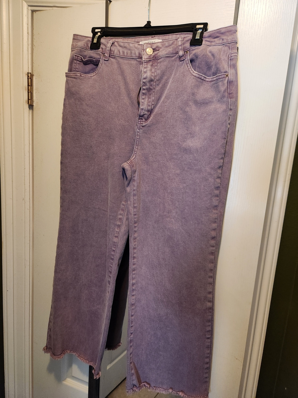 Zenana Outfitters Lavender Wide-Leg Flare Jeans High Waist Acid Wash (Size XL)